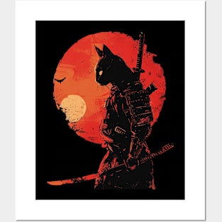 samurai cat Posters and Art